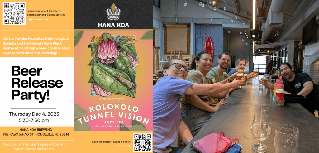 Flyer for a beer release party featuring Kolokolo Tunnel Vision Hazy IPA and a photo of five people raising glasses at a bar. Event details and QR codes are visible.