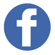 The facebook logo in a blue circle.